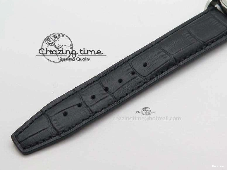 MIROTIME 0420 Portofino Chrono SS Black Dial on Black Leather Strap A Refined 7390